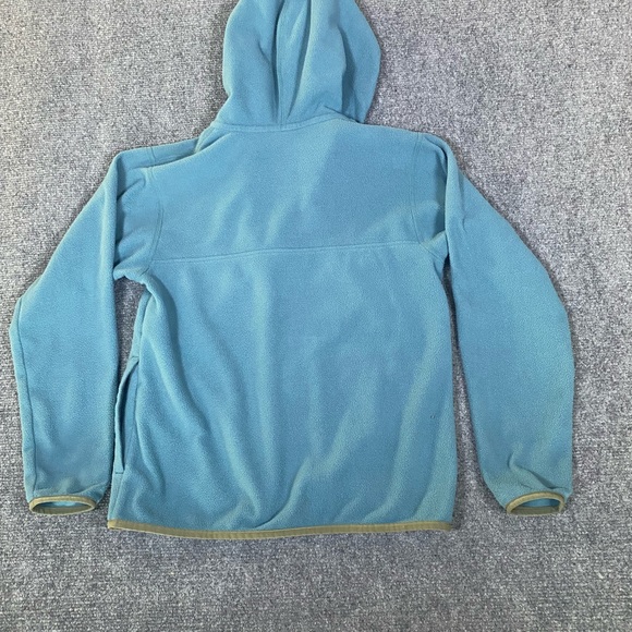 Patagonia Blue full zip hooded Fleece jacket with Bright Orange Detail sz 10 - Picture 6 of 6